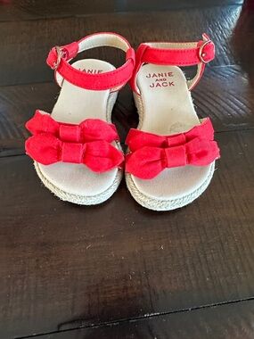 Janie and Jack Red Double-Bow Espadrille Sandals